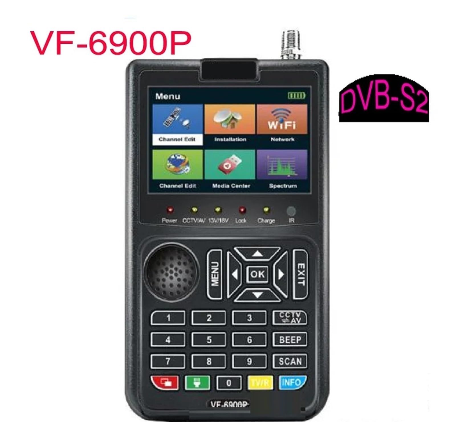 VF-6900P HD Numérique Satellite Finder DVB-S/DVB S2 Sat Compteur Récepteur SatelliteTV Tuner Haute sensibilité(VF6900P)