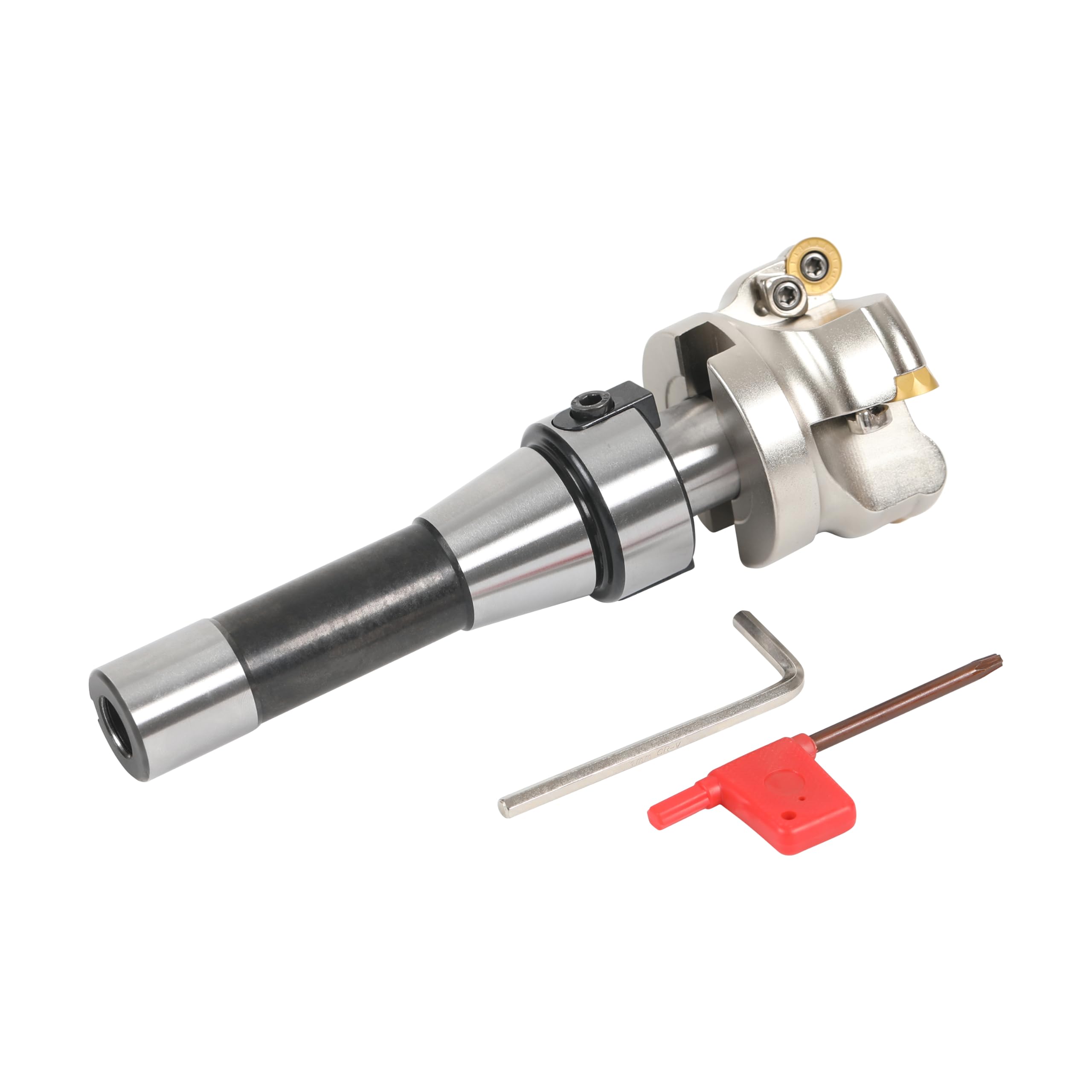 HFS(R) Face Mill Cutter Holder 63mm R8-FMB22 Shank with Cutter Inserts and Spanners for Milling