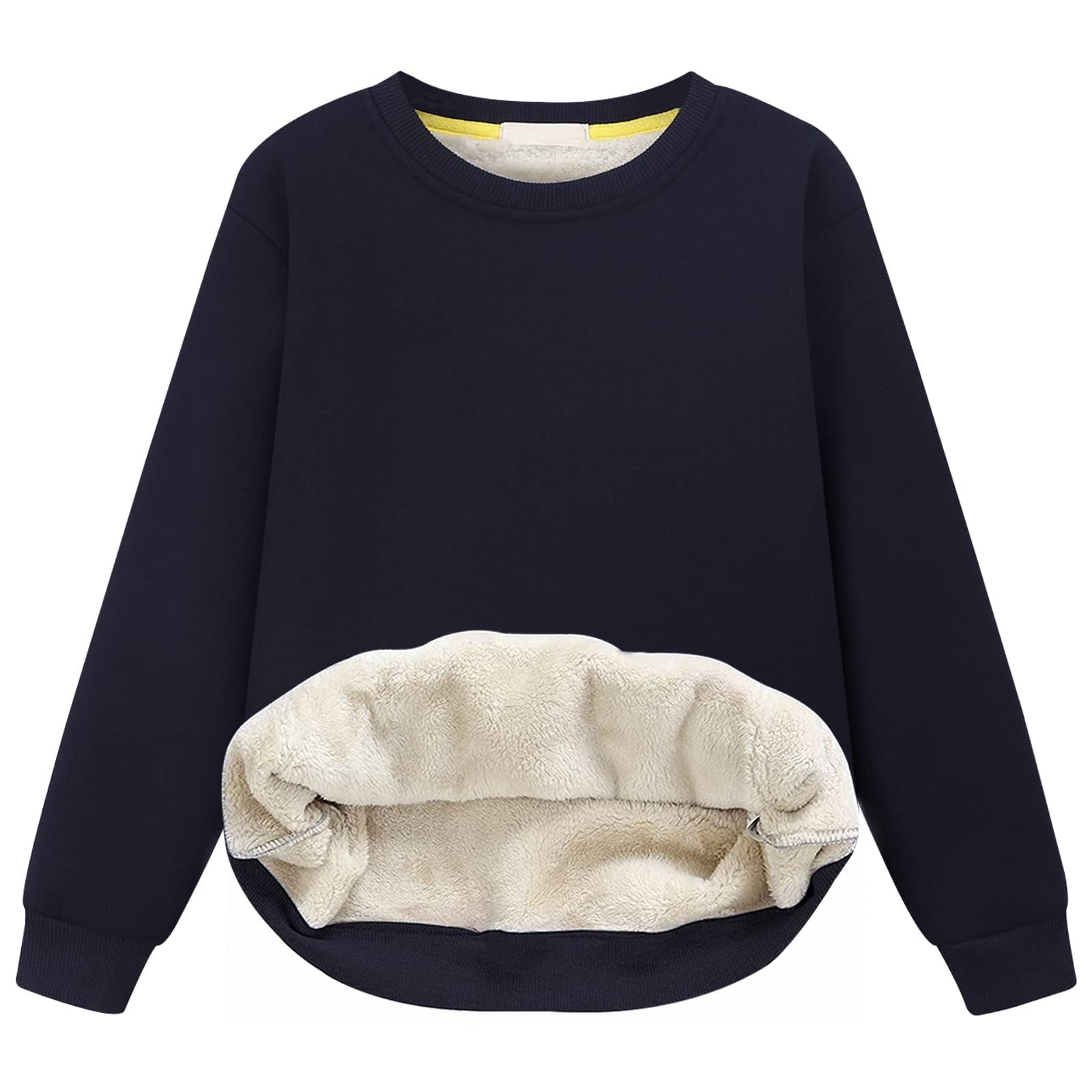 Girls Sweatshirt Kids Fleece Lined Sweatshirts Winter Warm Sherpa Crewneck Pullover