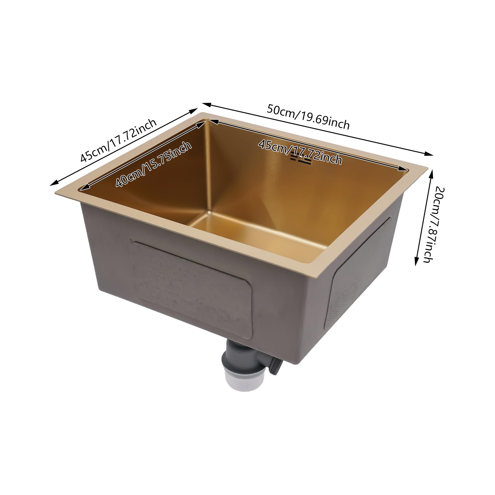 Lavello da cucina in acciaio inox, 50 x 45 cm, con piletta inclusa, 201 3