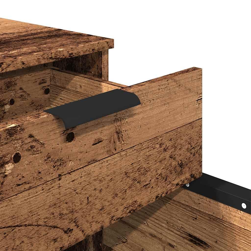 Brokky 856949 Schedario con Ruote Legno Antico 45x38x54 cm Legno Multistrato Cassettiera,Mobiletto da Ufficio con Serratura,Regolabile per Cartelle Sospese,Superficie Testurizzata,per Ufficio,Studio