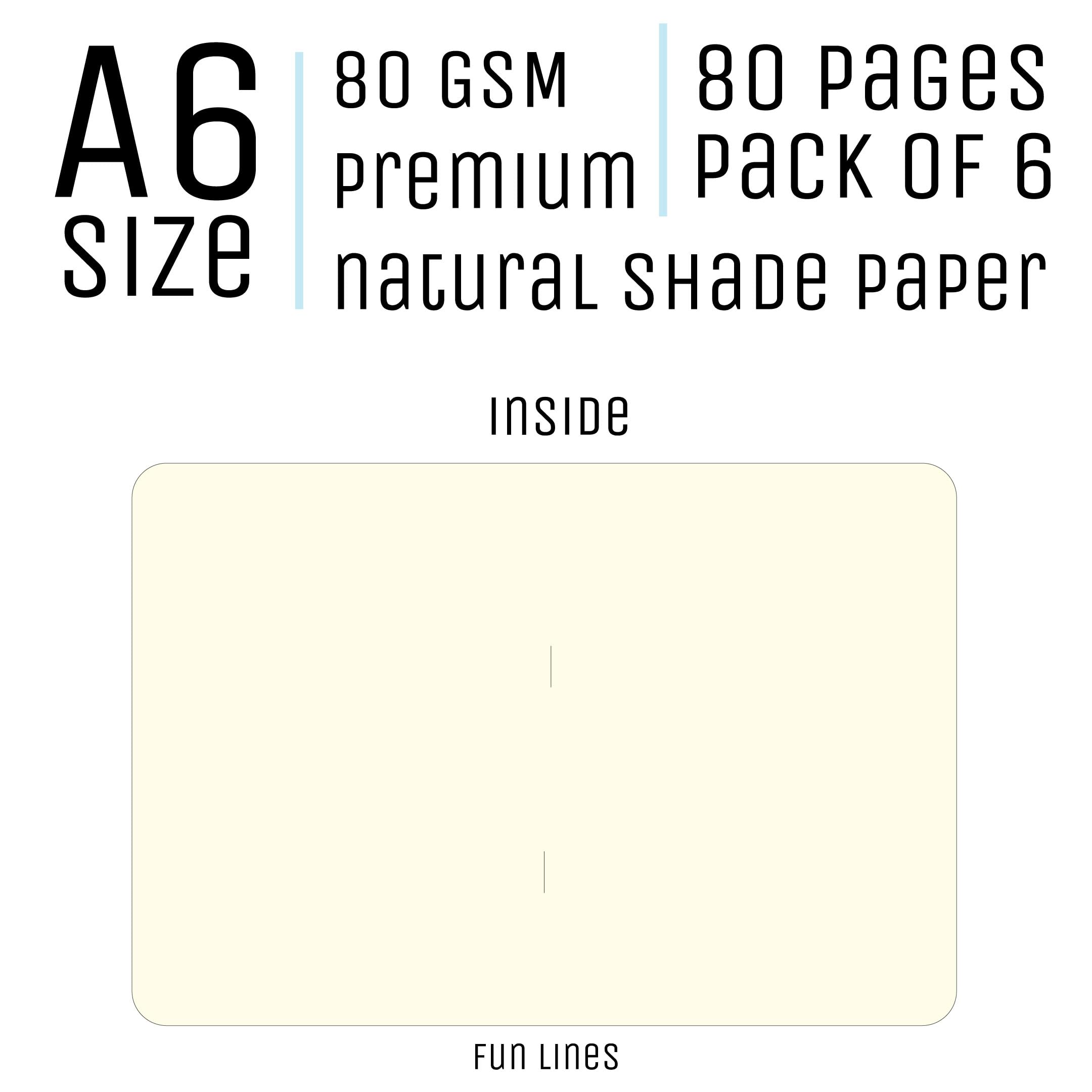 Fun Lines Premium - A6 Notebooks - 80 GSM Notebooks - pack of 6 (3 hearts) 2