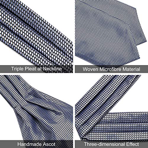 Image of DiBanGu Mens Silk Ascot Ties Paisley Jacquard Woven Cravat and Pocket Square Cufflinks with Lapel Pin for Business Wedding