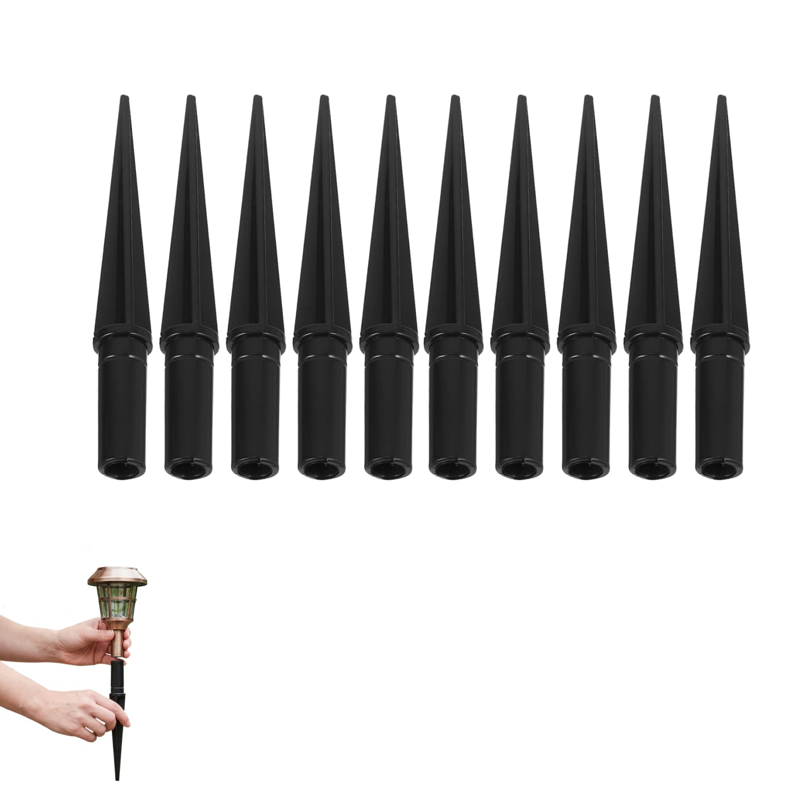 10pcs Outdoor Garden Lights Ground Stake, 4.3 Inch Solar Light Stakes Replacement Garden Solar Installation Kit for Landscape Yard Pathway Patio (12 * 110MM Hole M 8)