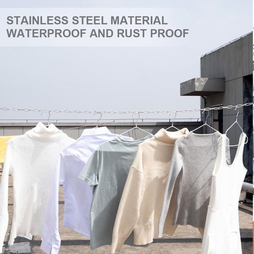 Stainless Steel Chain with Carabiner Steel Chain, 3 m Diameter 2 mm Round Steel Chain - Image 3