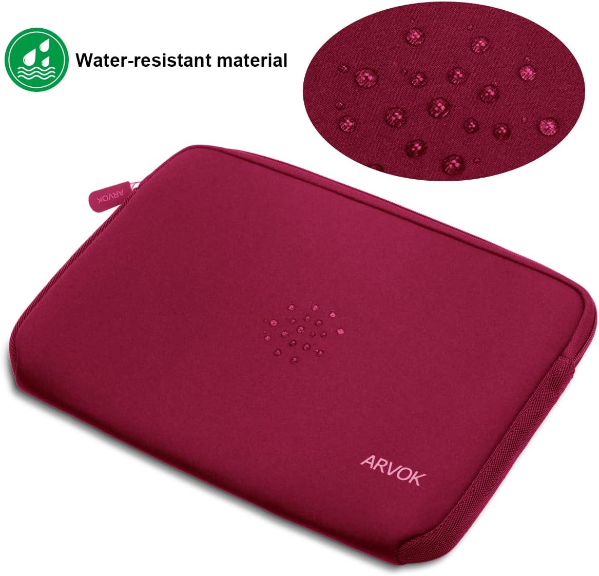 Arvok 11 11.6 12 Inch Laptop Sleeve Case for MacBook Air 12, Water-Resistant Neoprene Notebook Computer Tablet Sleeve, Carrying Bag Cover for Chromebook/HP/Dell/Lenovo/Asus/Acer, Wine Red image 5