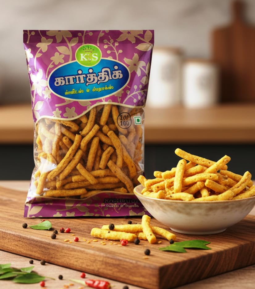 K.S Kovilpatti Butter Sev - Pepper Masala Sev Sticks - Pack of 3 x 250gm (750 GM)-image-25