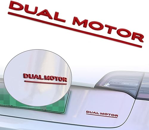 Miniatura 6 de Funce Adhesivo de emblema de motor dual del modelo 3 Y, accesorios de letras compatibles con Tesla Model 3YSX (rojo)
