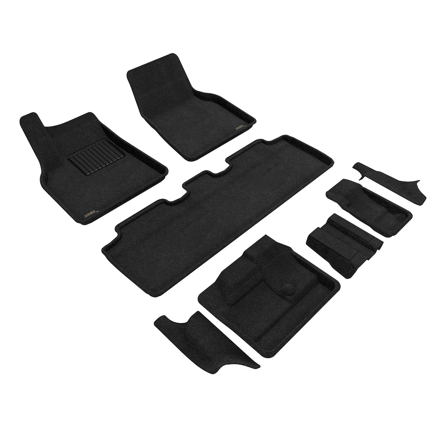 3D MAXpiderCustom Fit Elegant Floor Mat (Black) Compatible with Tesla Model Y 7-Seat 2021-2024 - Full Set