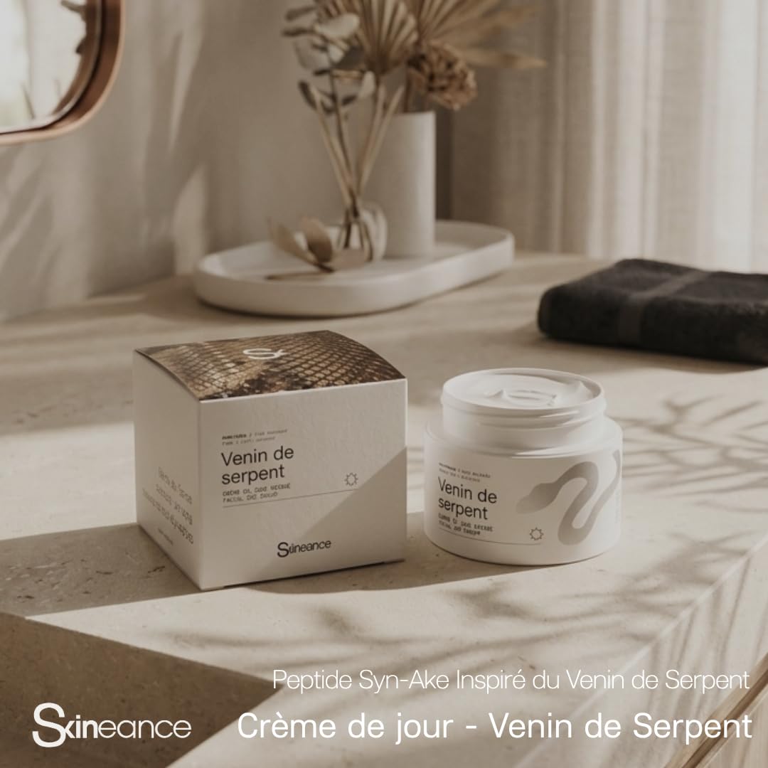 Skineance Crème de Jour aux peptides de Venin de Serpent 2x50ml – N°1 France TV | Crème Anti-Rides Visage | Effet Lissant & Raffermissant | Soin Hydratant Quotidien | Formules Contrôlées