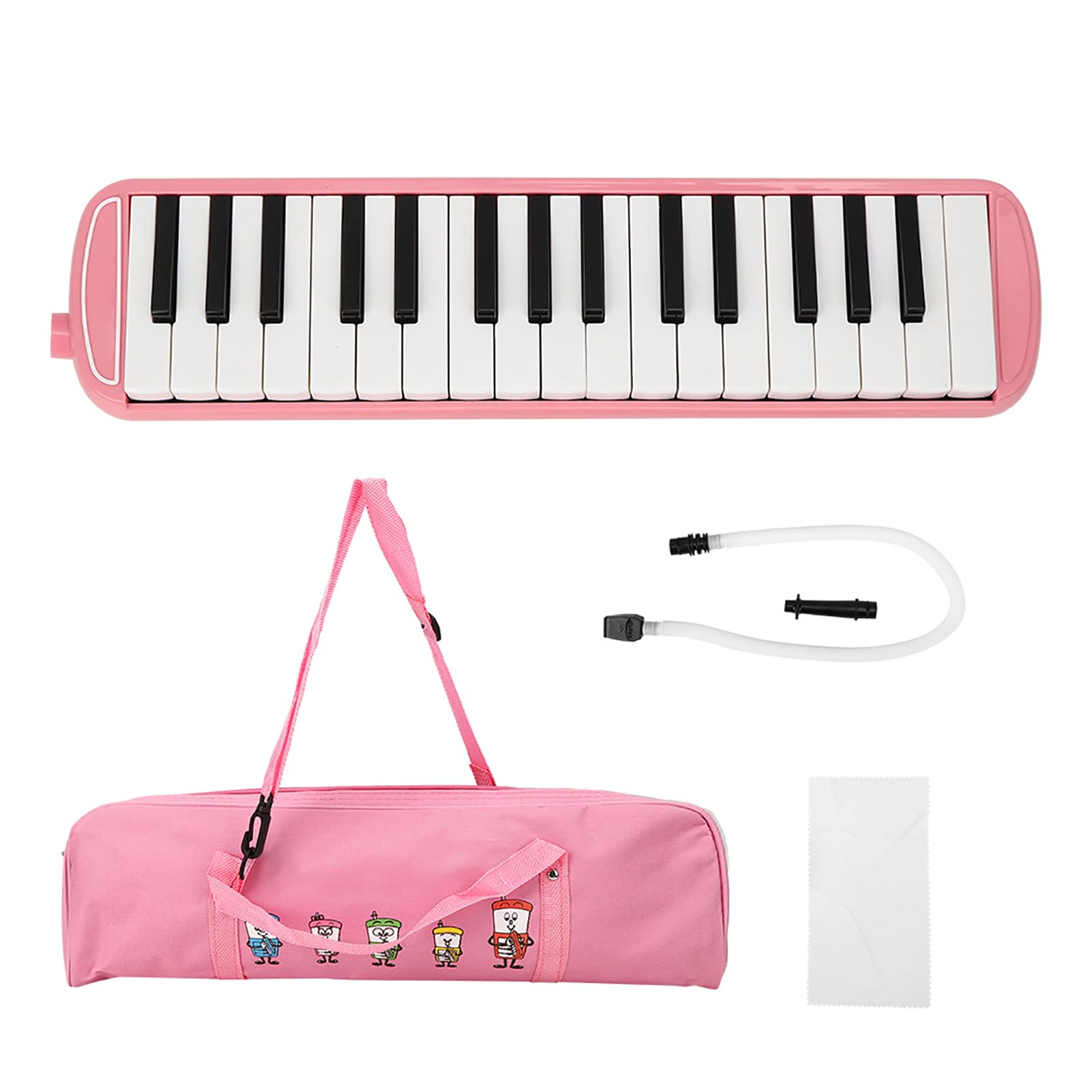 32 teclas estilo piano melódica melódica de tubo largo con bolsa de transporte para niños principiantes adultos regalo(Rosado)