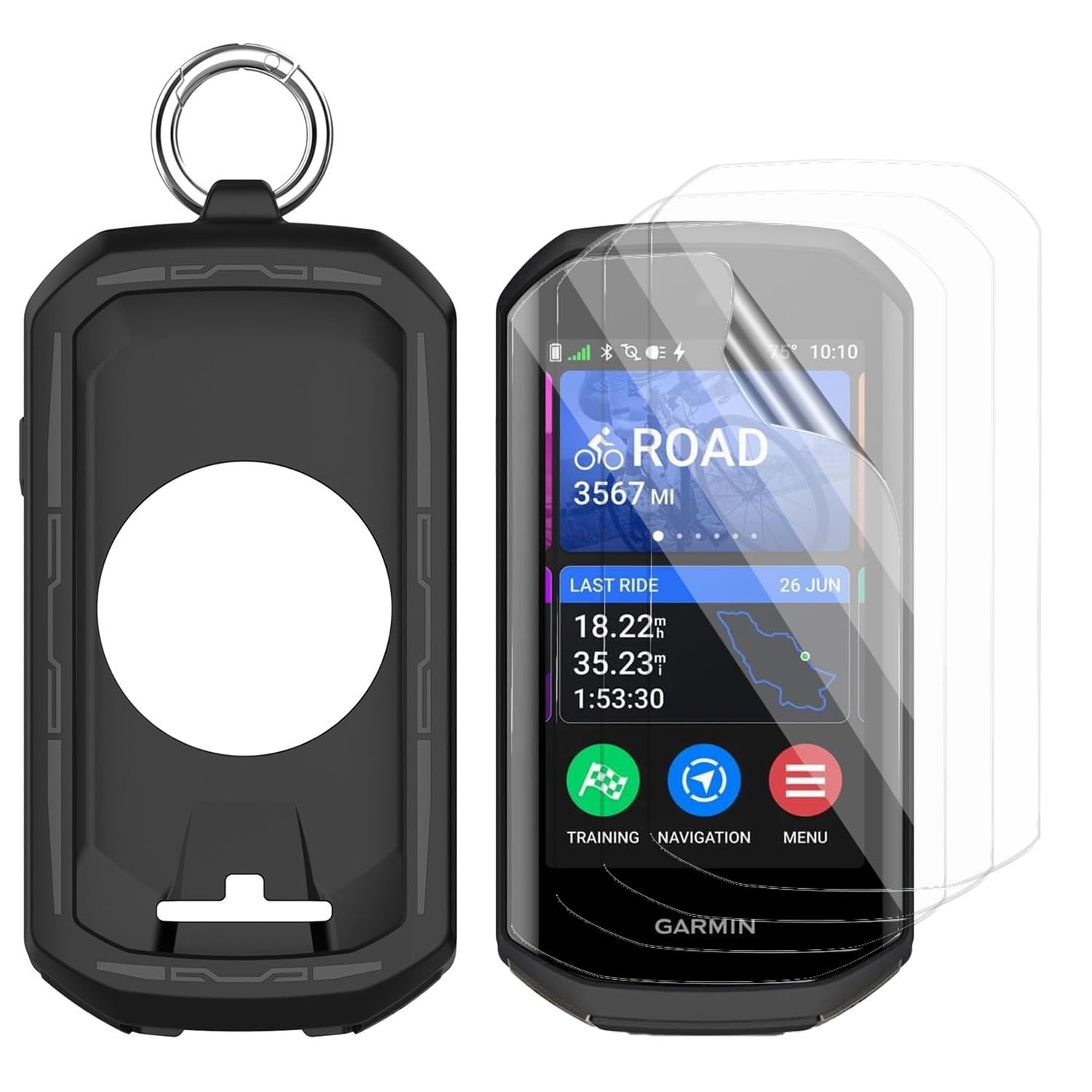 [Paquete de 1 + 4] Funda con protector de pantalla de TPU suave compatible con Garmin Edge 1050, cobertura completa, cubierta protectora suave para Edge 1050