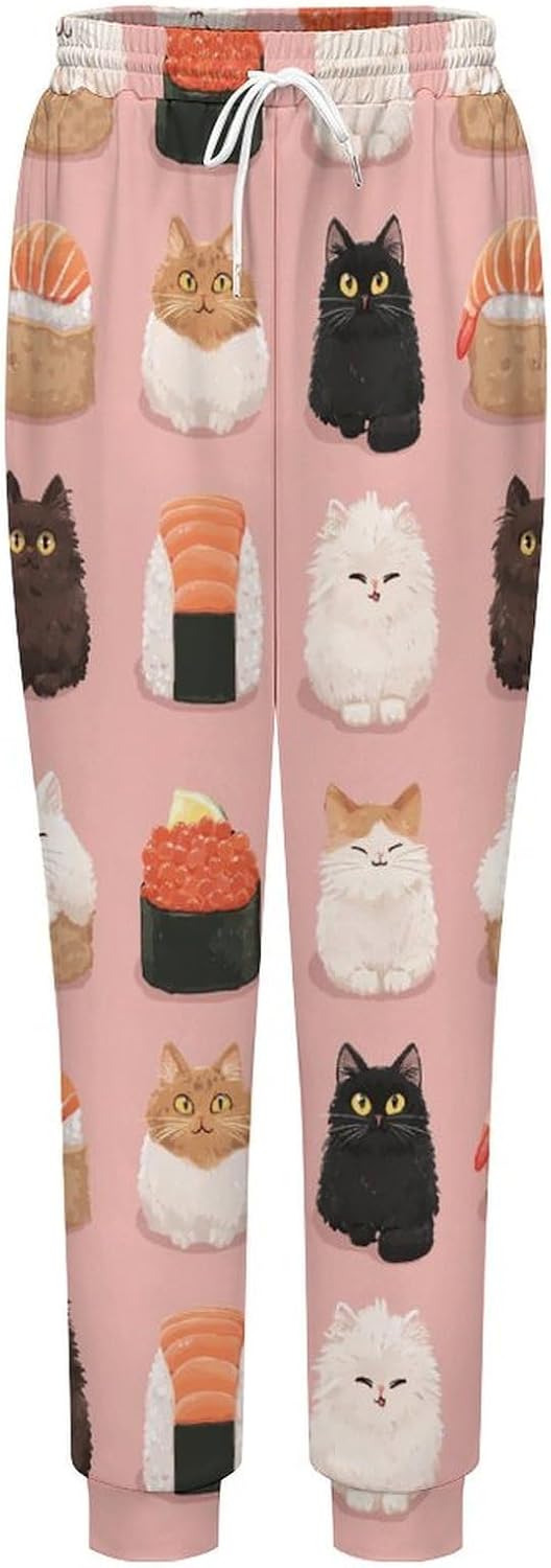 Cute Japanese Cuisine Cat Men Pants Lightweight Sweatpants Joggers Pant 4XL