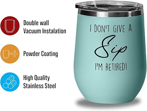 Miniatura 3 de Vaso de vino Coworker Teal Edition de 12 onzas  I Don't Give A Sip I'm Retired!  Renunciar a trabajo mudanza lugar de trabajo jubilación compañero