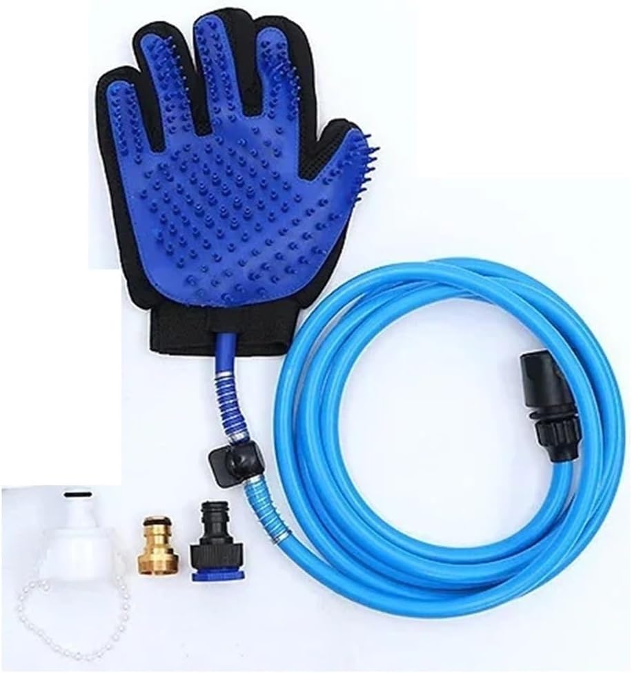 Pet Bathing Gloves 1PC Dog Cleaning Grooming Massage Connecting Hose Dehairing Brush Adjustable Products(Style B)