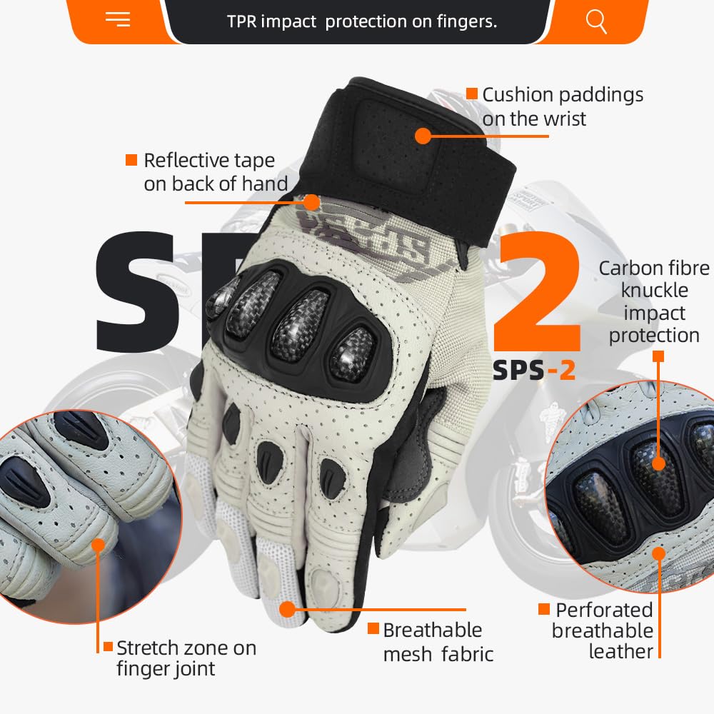 Seibertron Rękawice Motocyklowe SPS Series na Dotykowy Ekran - Pełne i Półpalczaste do Motocrossu, BMX, ATV, MTB, Roweru - Dla Dorosłych i Młodzieży