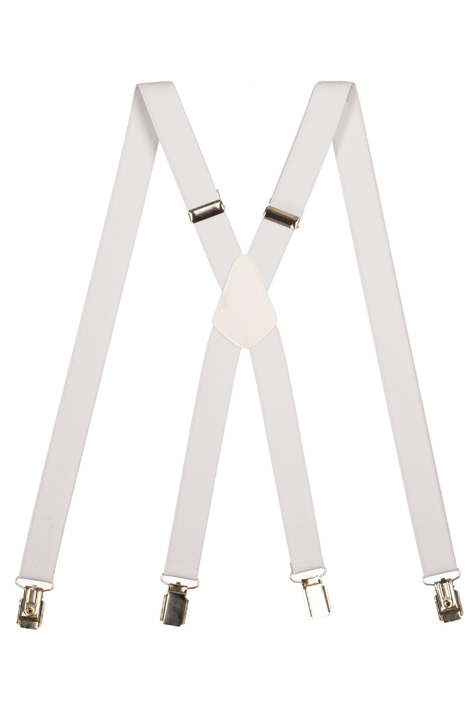Olata Unisex Adjustable Skinny X-Shape Clip on Braces/Suspenders with Metal Clips - 2.5cm. White