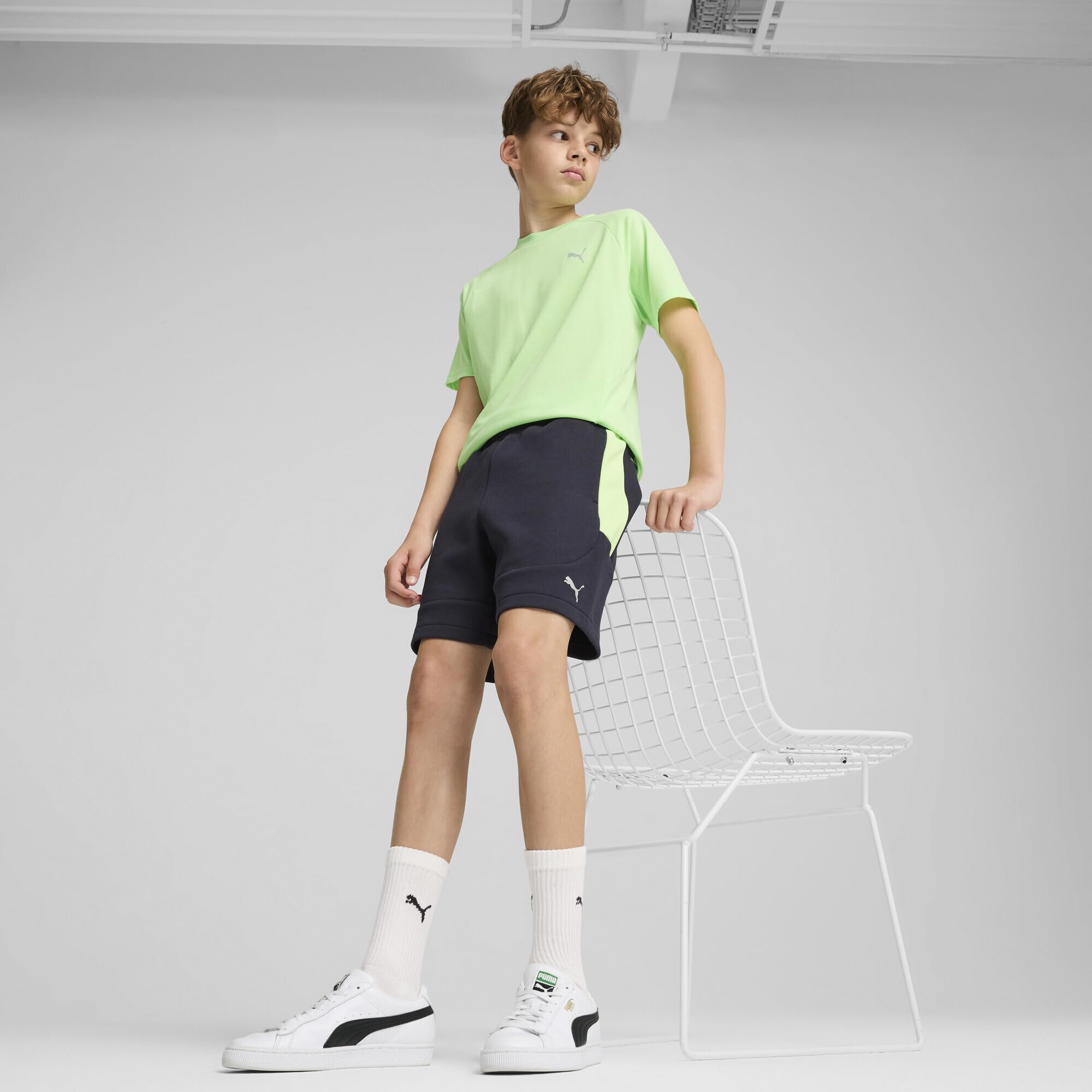 PUMA - Evostripe Shorts Dk B, Pantaloncini Lavorati a Maglia Bambini e Ragazzi