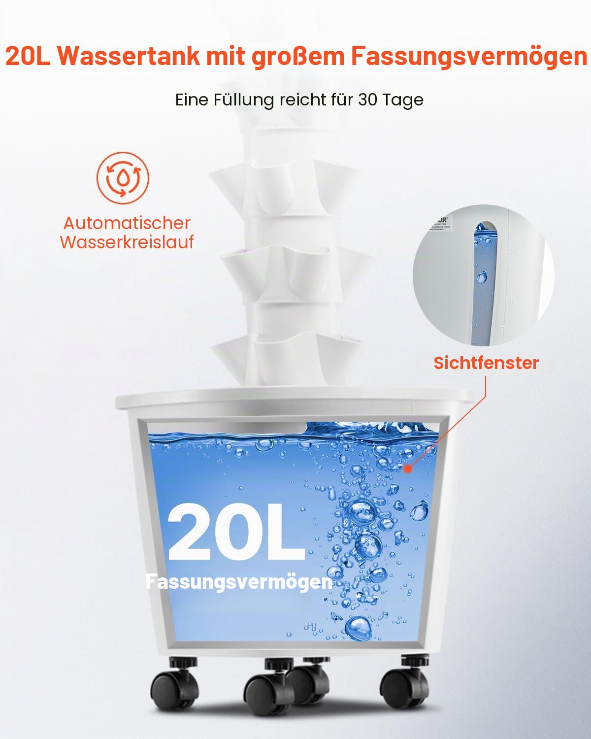 VEVOR Hydroponisches Anbausystem, 30 Steckplätze Hydroponik Turm mit 6 Ebenen, Hydronischer Garten für Zuhause mit Wasserpumpe & Timer, Wasserzirkulationspflanzen-Keimset für Kräuter, Obst und Gemüse