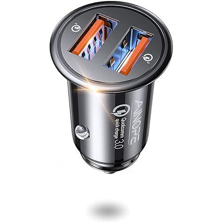 AINOPE USB Zigarettenanzünder Adapter, [Dual QC3.0 Port] 36W/6A Ladegerät für Auto Mini Metal Legierung KFZ USB Ladegerät Schnellladung Kompatibel mit iPhone 12/11/XS/XR, Note 9/Galaxy S10/S9, iPad