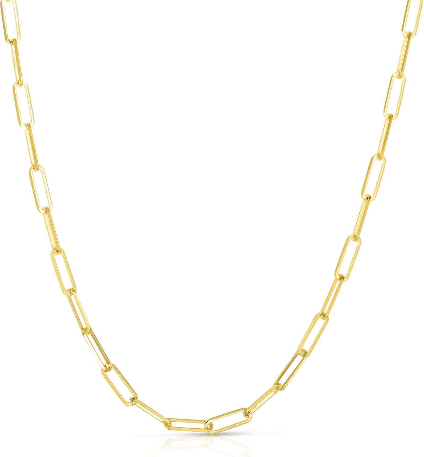 Floreo 10k Yellow Gold Paperclip Solid Link Chain Necklace