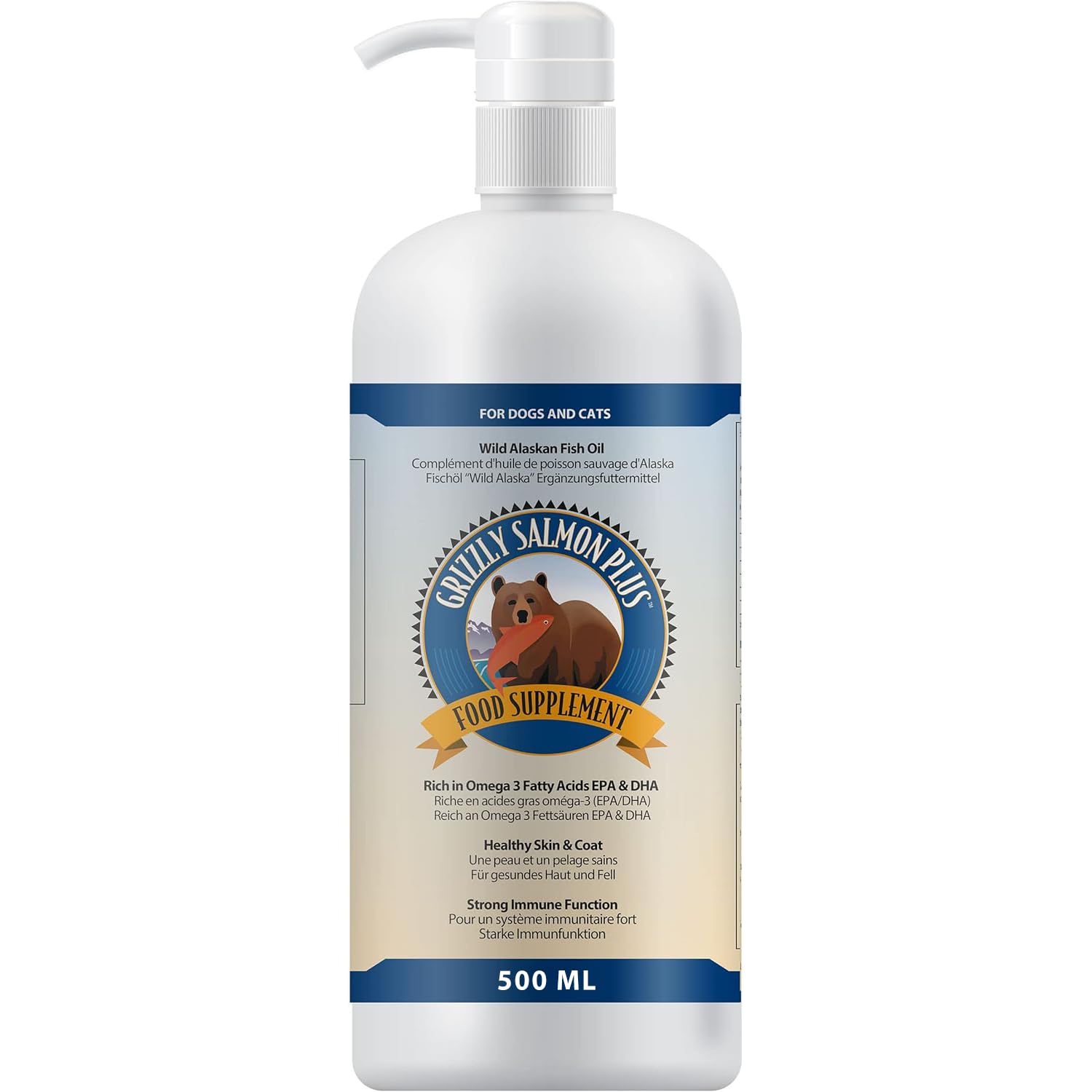 Olio di pesce Grizzly per cani, 500 ml