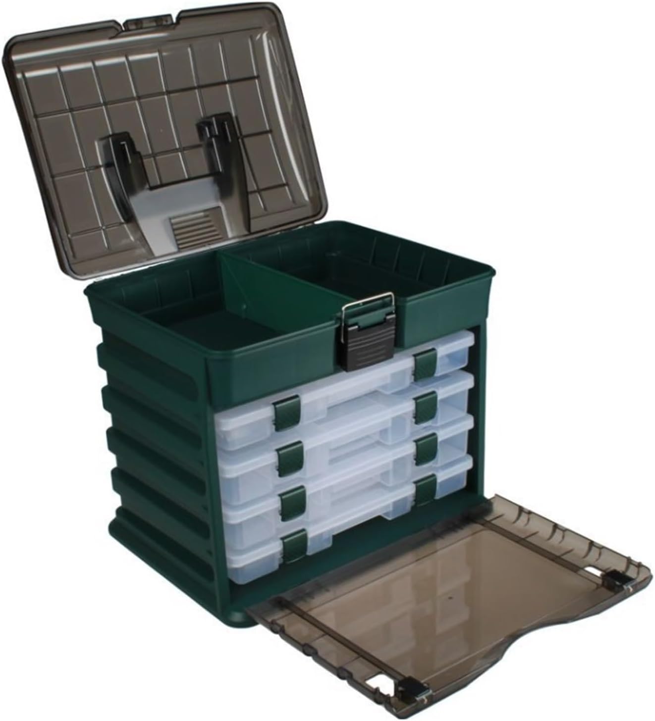 QUQUQ Fishing Storage Box Tackle Box Portable Fishing Storage Side Storage Box Layer Top Storage Compartment Box Fishing Gear Organizer