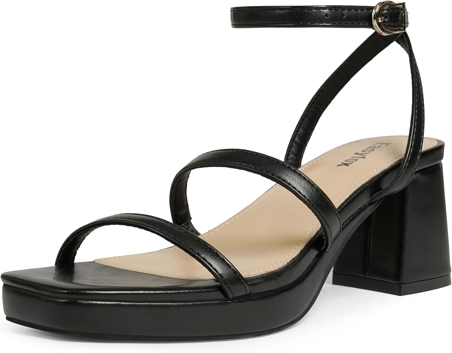 Platform Sandals for Women Open Toe Chunky Heels Two Strap 7cm/2.76" Platform Heels