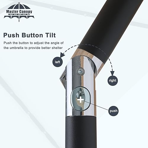 Miniatura 4 de MASTERCANOPY - Paraguas de patio con 32 luces LED solares y 8 varillas (9 pies, gris oscuro)