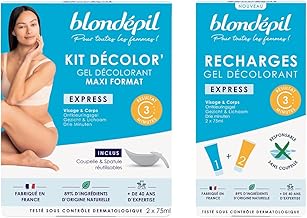 Blondépil - Lot Decolor Express, Creme decolorante visage et corps, Adapté aux peaux sensibles, Ultra rapide, Made in France, 89% d’ingrédients d’origine naturelle, Tubes de 2x75ml, Recharge 2x75ml