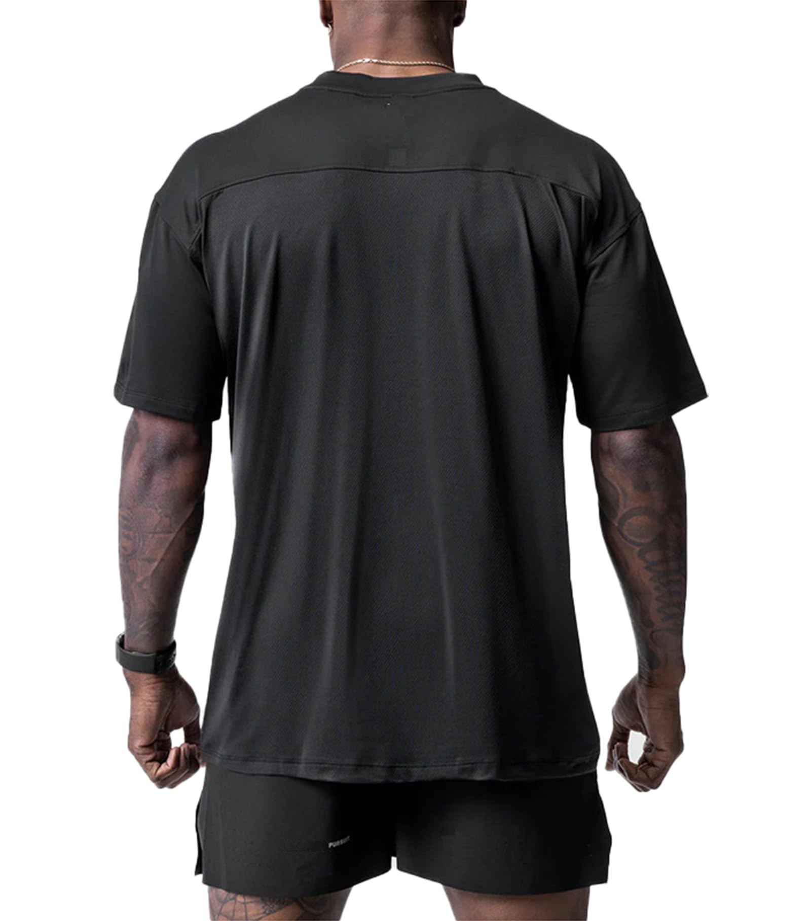 Camisa Camiseta de natación para Hombre Running Round Neck Rash Guard Camiseta de Pesca de Surf de Secado rápido,Negro,M