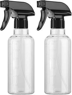 Plastic Spray Bottles (2 Pack 10 oz), Leakproof Adjustable Fine Mist & Jet Stream Nozzle, Premium BPA-Free Plastic Multi-Purpose for Hair, Plants, Cleaning (2 PACK CLEAR)
