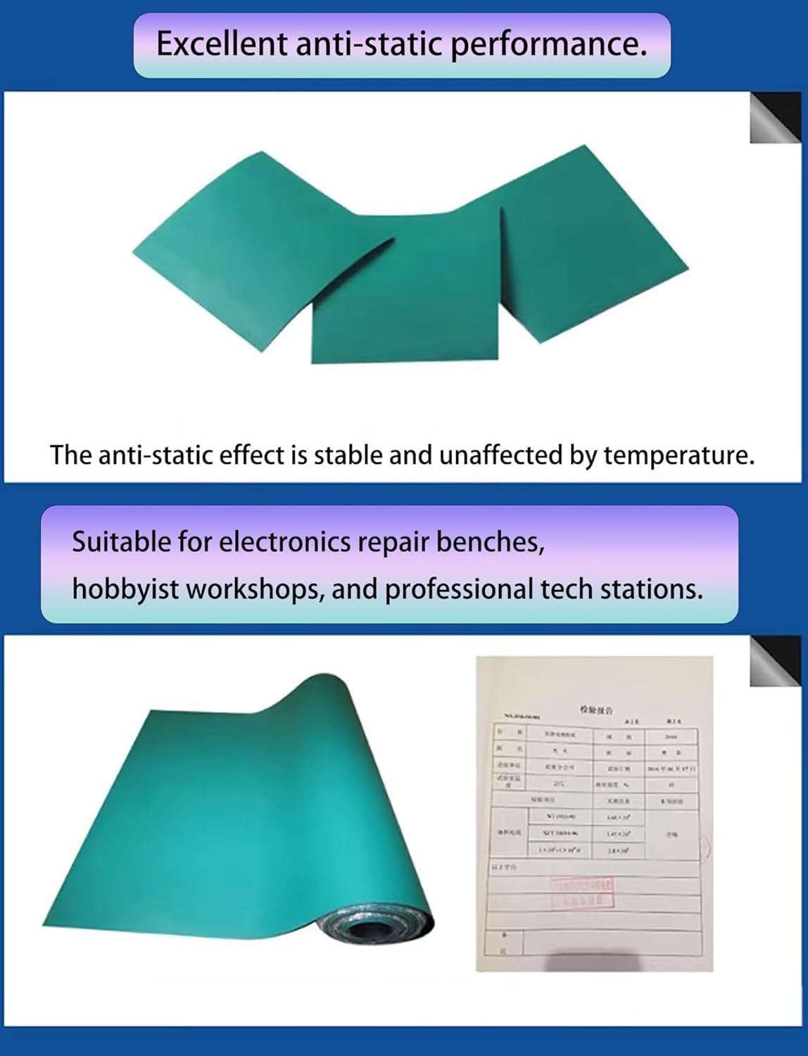 Estera de soldadura de silicona antiestática | Superficie de trabajo resistente al calor for reparación y montaje de productos electrónicos(39.4x94.5in/100x240cm)