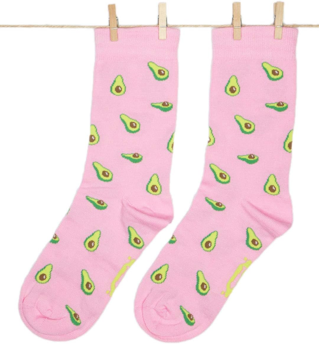 Avocado Pink Socks Men Women - Cool Happy Odd Funky Funny Fruit Design Socks