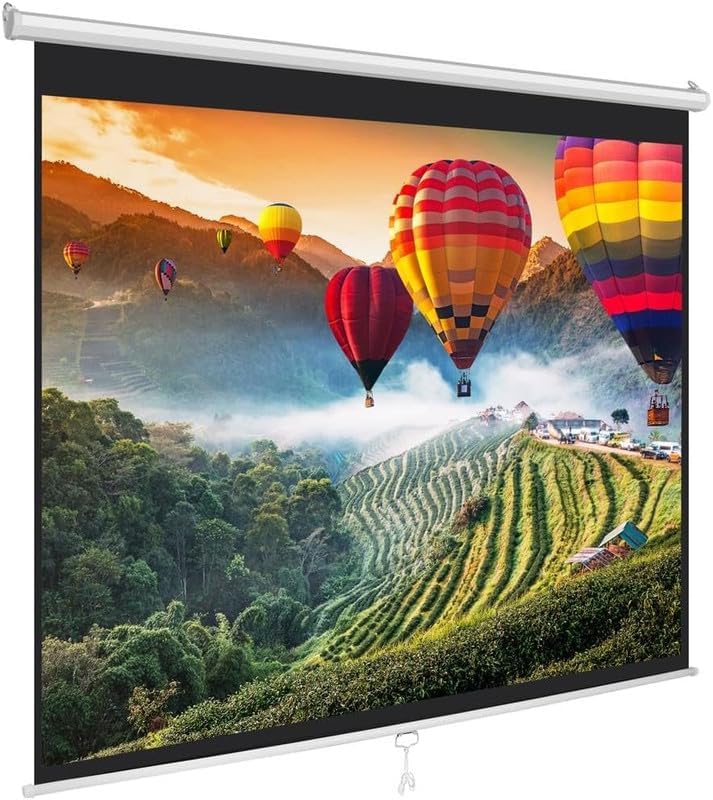 Image of MOIZ Wall Autolock Pull Down Projector Screen 7 Ft. x 5 Ft. - 100 inch Diagonal, 4:3 Format Supports UHD-3D-4K Technology(White)