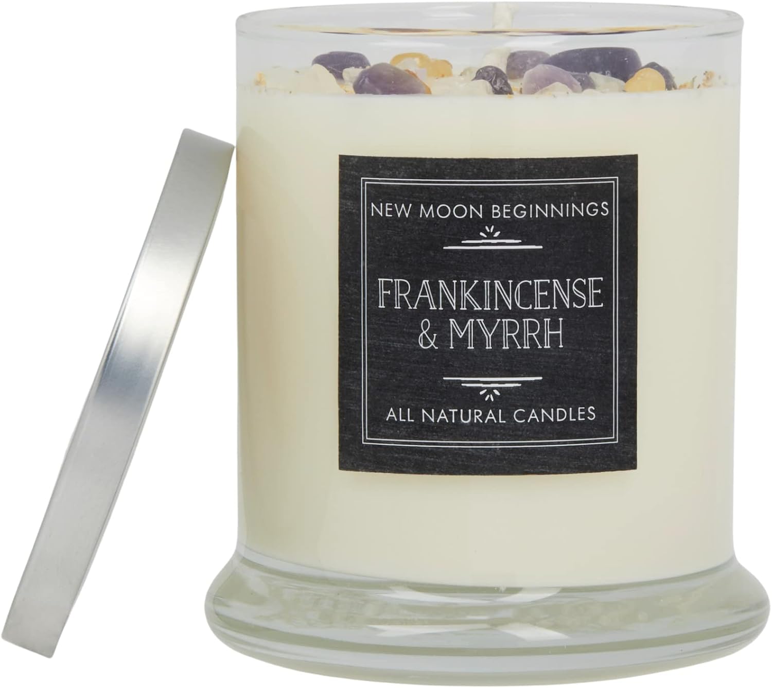 Frankincense & Myrrh Candle by New Moon Beginnings - Winter Holiday Candles - Herb & Crystal Candles - Soy Candle - Christmas Candles