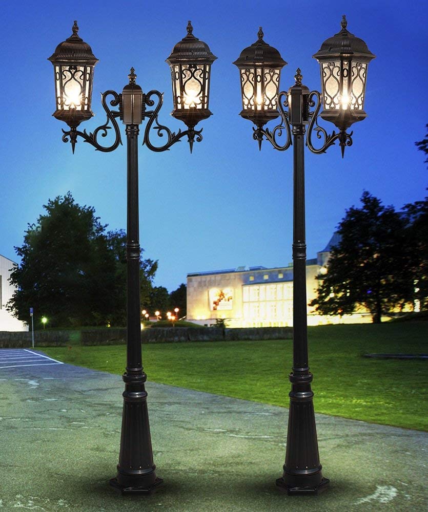 185 cm 2-światła zewnętrzne IP55 wodoodporna lampa uliczna słupek oświetleniowy dziedziniec willa oświetlenie drogowe oświetlenie krajobrazowe LED retro lampa ogrodowa la,