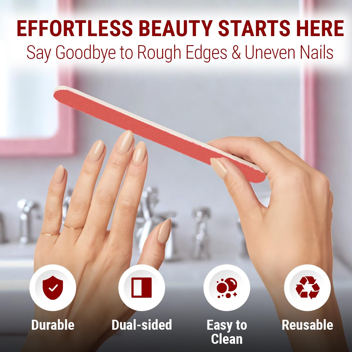 Empyrean - Limas de uñas | Fabricadas en Estados Unidos | Fino 280/320 extra fino | Elección de los profesionales | Desinfectable, lavable reutilizable | Lima de uñas rosa (paquete de