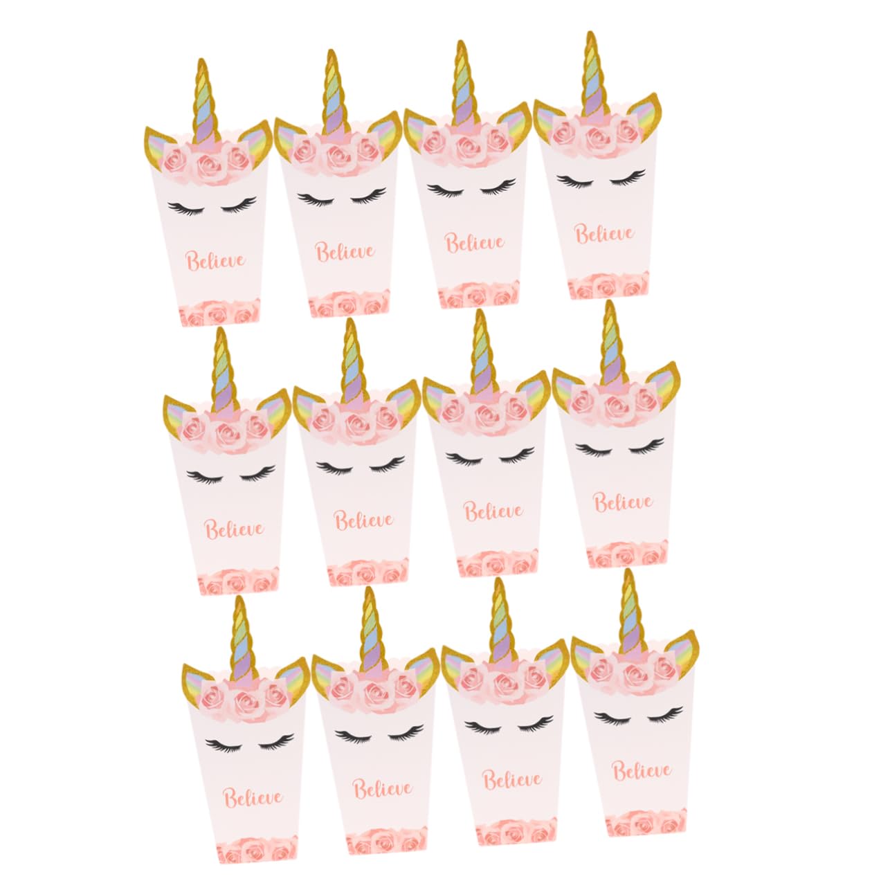 Hemobllo 12Pcs Unicorn Printed Popcorn Boxes Fun Holders for Parties Events Movie Lightweight Safe Storage