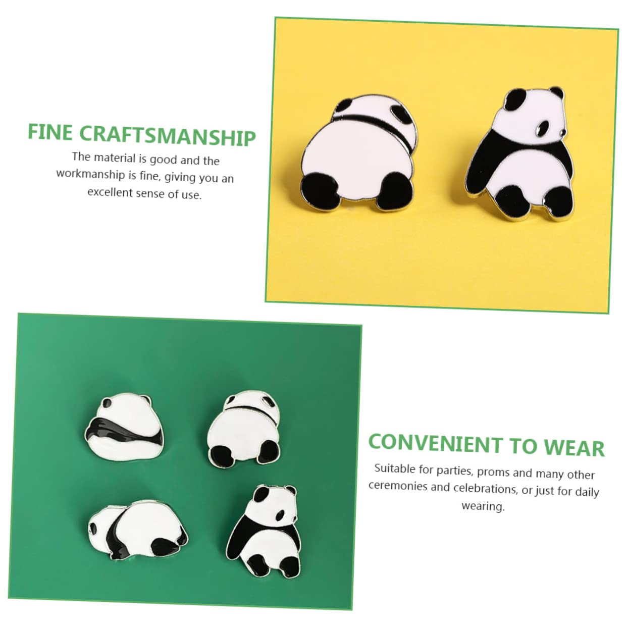Unique Animal Brooch Pin Set 4pcs Panda Brooches Sweater Decor Clothing Accessories Alloy Pins