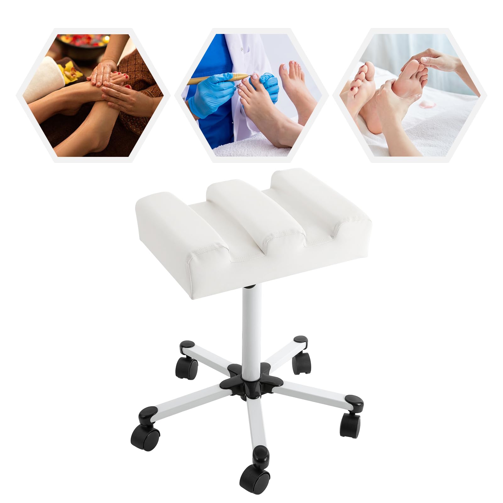 Mobilny taboret do pedicure, pielęgnacja stóp, taboret do masażu stóp z regulacją wysokości z wyprofilowanym podnóżkiem, odpowiedni do salonów kosmetycznych, szpitali, centrów terapii stóp