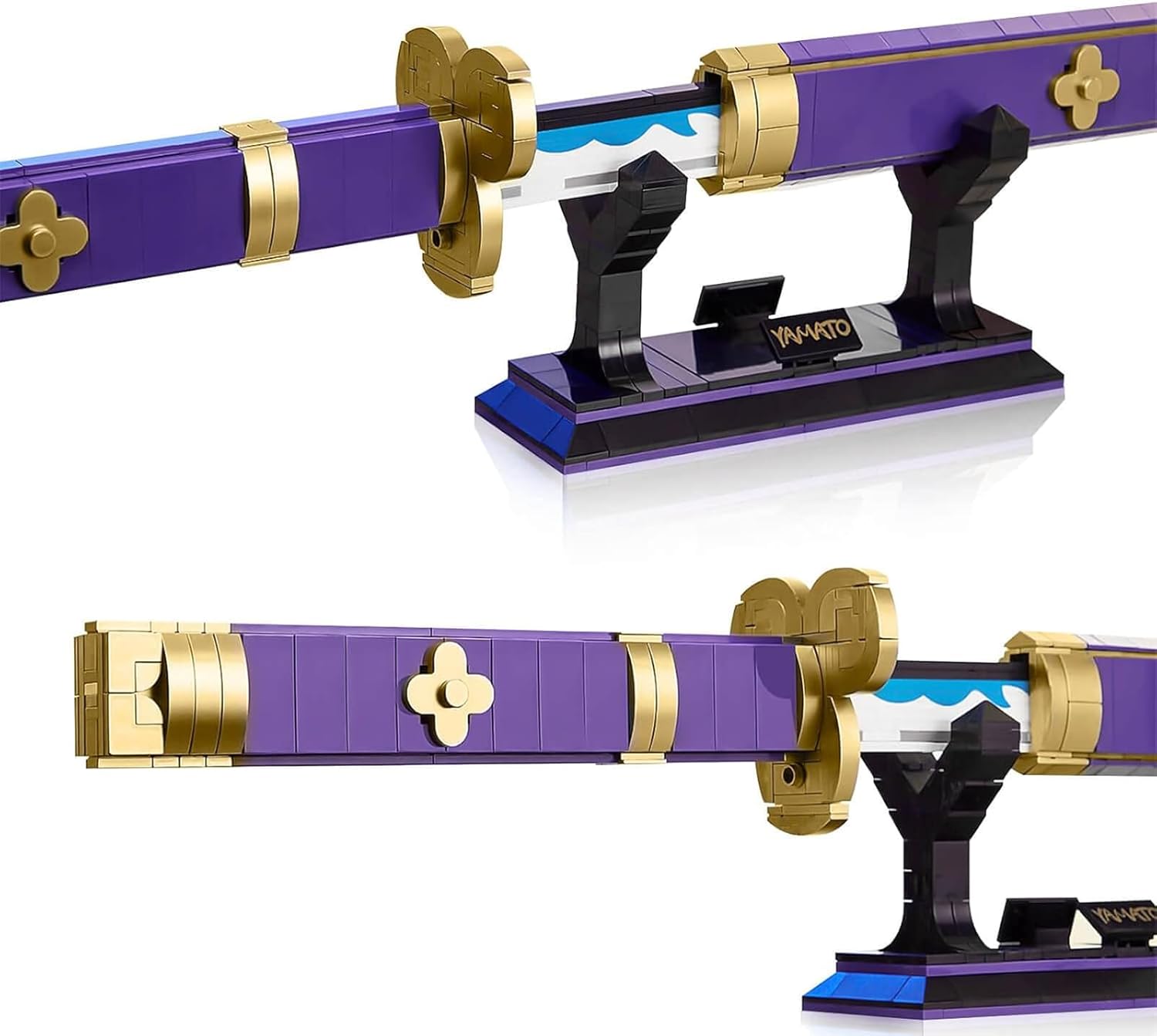 HIGH GODO Anime Cosplay Swords Building Set, 936 Piece One Purple Enma Zoro Sword 38.8IN with Scabbard and Bracket for Adults Teens 14+ (Roronoa Zoro Yamato Sword)