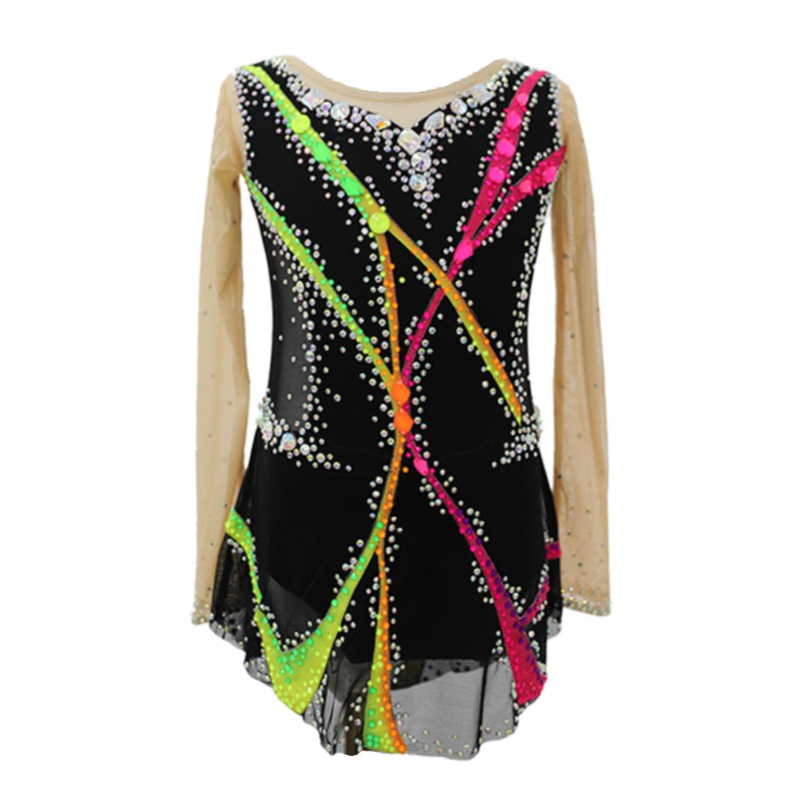 Vestido De Patinaje Artístico for Niña, Traje De Competición De Patinaje, Leotardo De Baile De Alta Elasticidad De Manga Larga