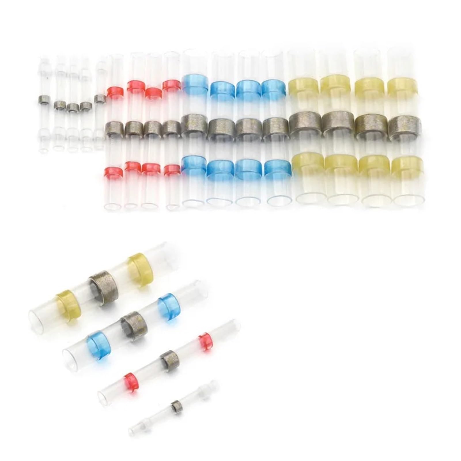 UYCUODLUY 100pcs/set 4 Sizes Solder Sleeve Wire Seal Heat Shrink Connectors Splice Terminals Insulated Butt Wire Connectors