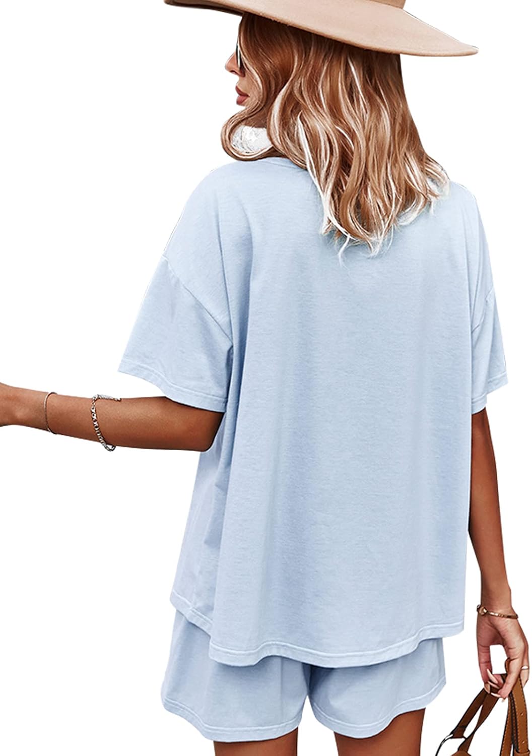 CORSKI Women's Short Sleeve Sweatsuit Sets Lounge 2 Piece V Neck Tracksuit Casual Loose Fit Outfits - Image 5