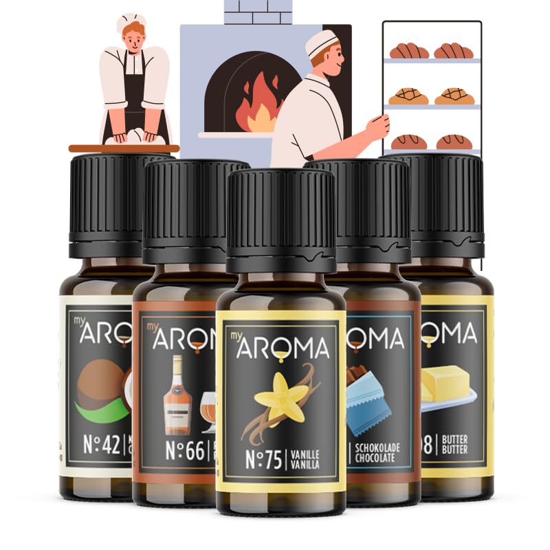 myAROMA | Set: Panadería - aroma natural puro para cocinar y hornear (5x 10ml) | sin azúcar y sin edulcorante