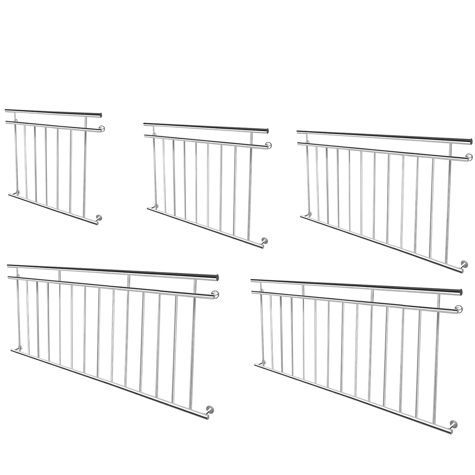 LILIIN - Ringhiera francese per balcone in acciaio inox, 156 x 90 cm, ringhiera per scale, ringhiera per balcone, ringhiera per balcone, ringhiera per finestra, protezione esterna per finestre