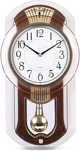 WJXBoos Westminster - Reloj de péndulo de campanillas, reloj de pared silencioso con péndulo oscilante, funciona con pilas, reloj decorativo para el