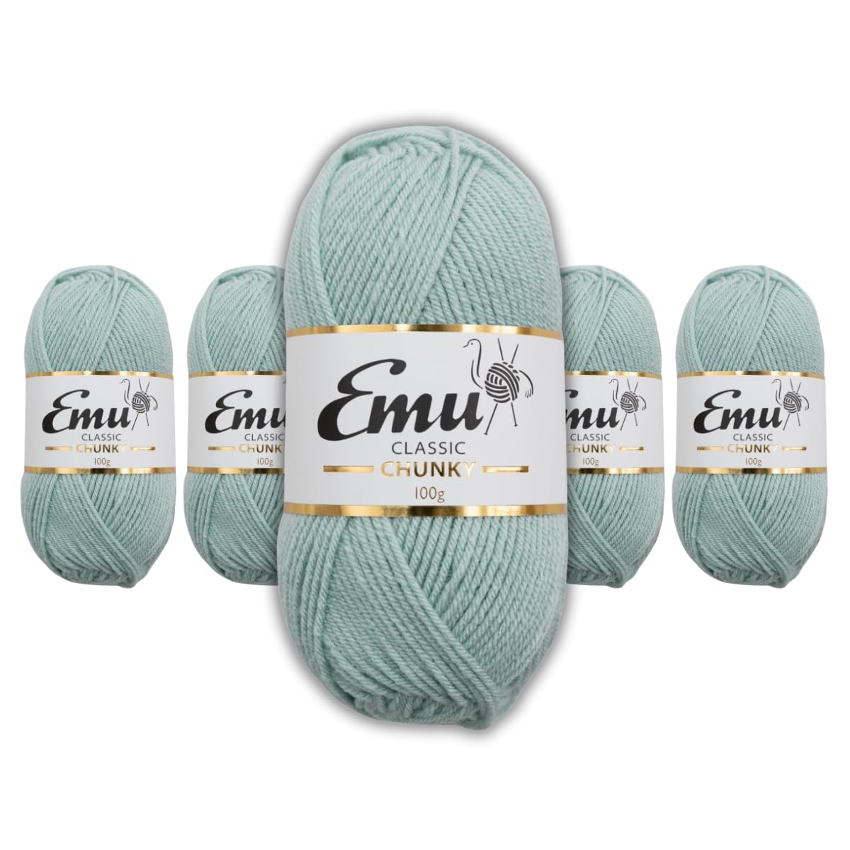 Emu Classic Chunky Acrylic Yarn 100g Balls 164m, Pack of 5, Glacier - 143