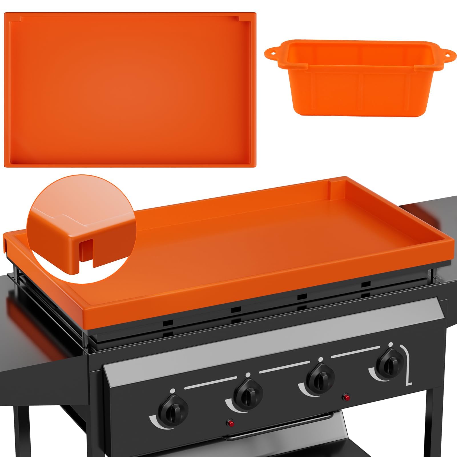 Mata grillowa do Blackstone, 91 cali osłona grilla do Blackstone ulepszona krawędź - pełna pokrywa silikonowa wokół maty grillowej i kubka na tłuszcz, nadaje się do grilla 91 cm Blackstone 1554 1825